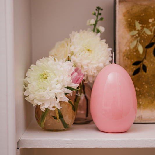 Carnation Pink Ostrich Egg Glossy Candle