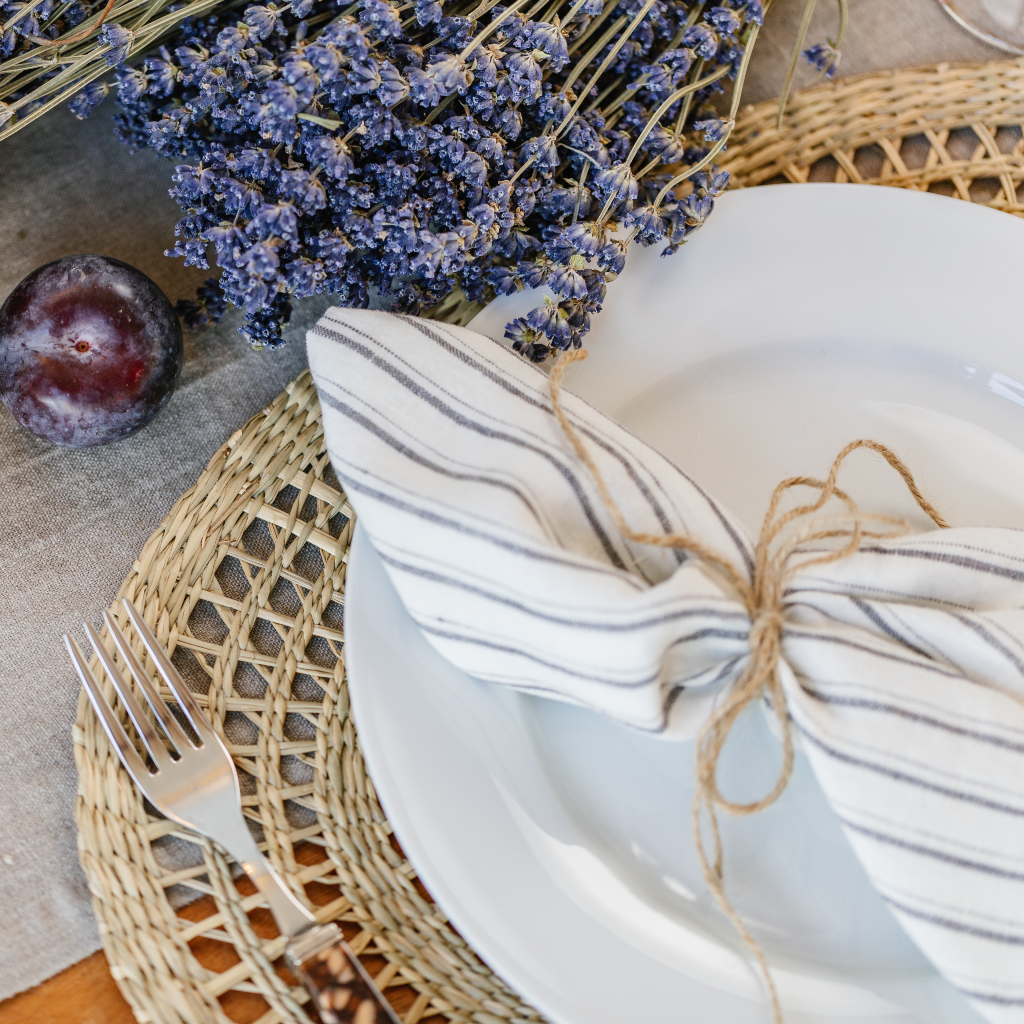 Grey Striped Linen Napkins (Set of Two)