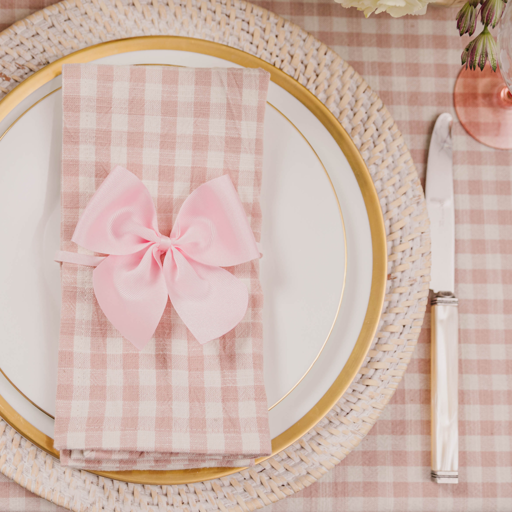 Pastel Pink Grosgrain Napkin Bows (Set of Two)