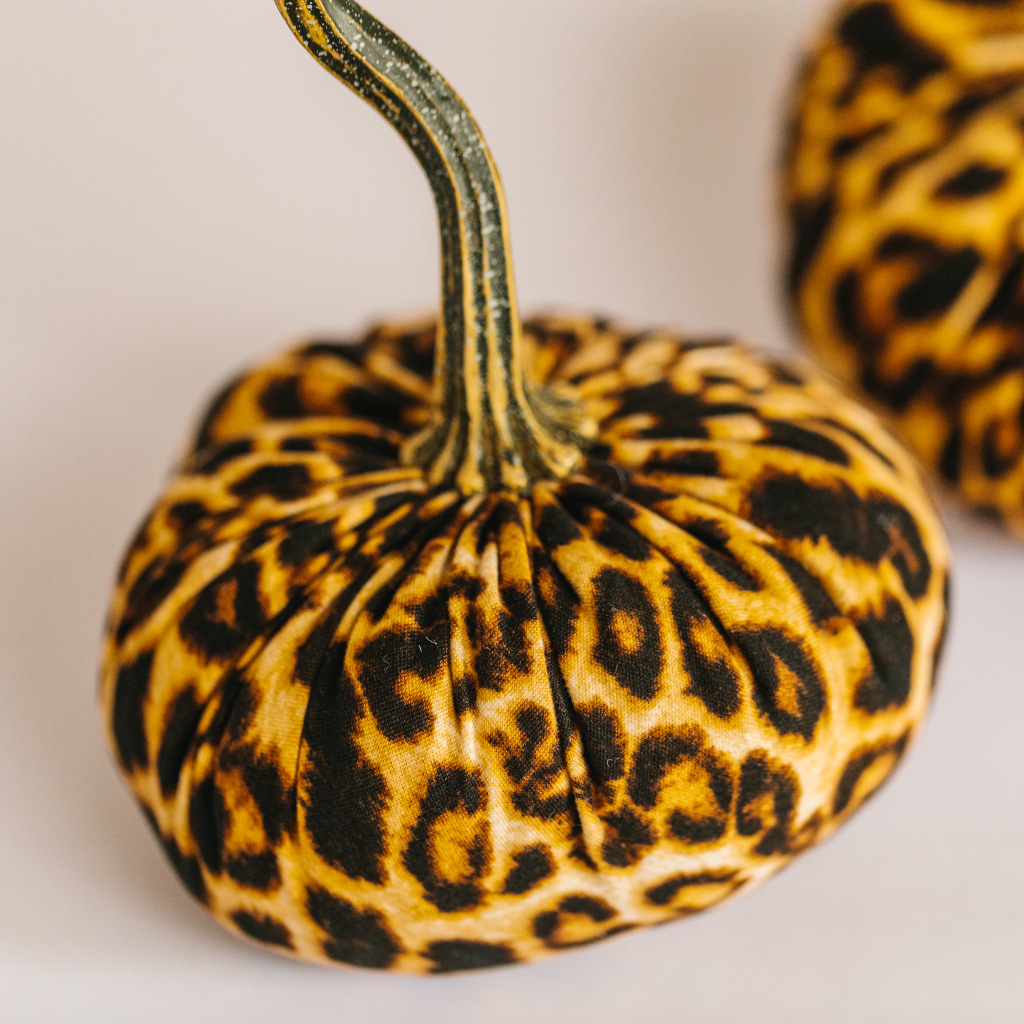 Leopard print pumpkin home decoration with resin stem