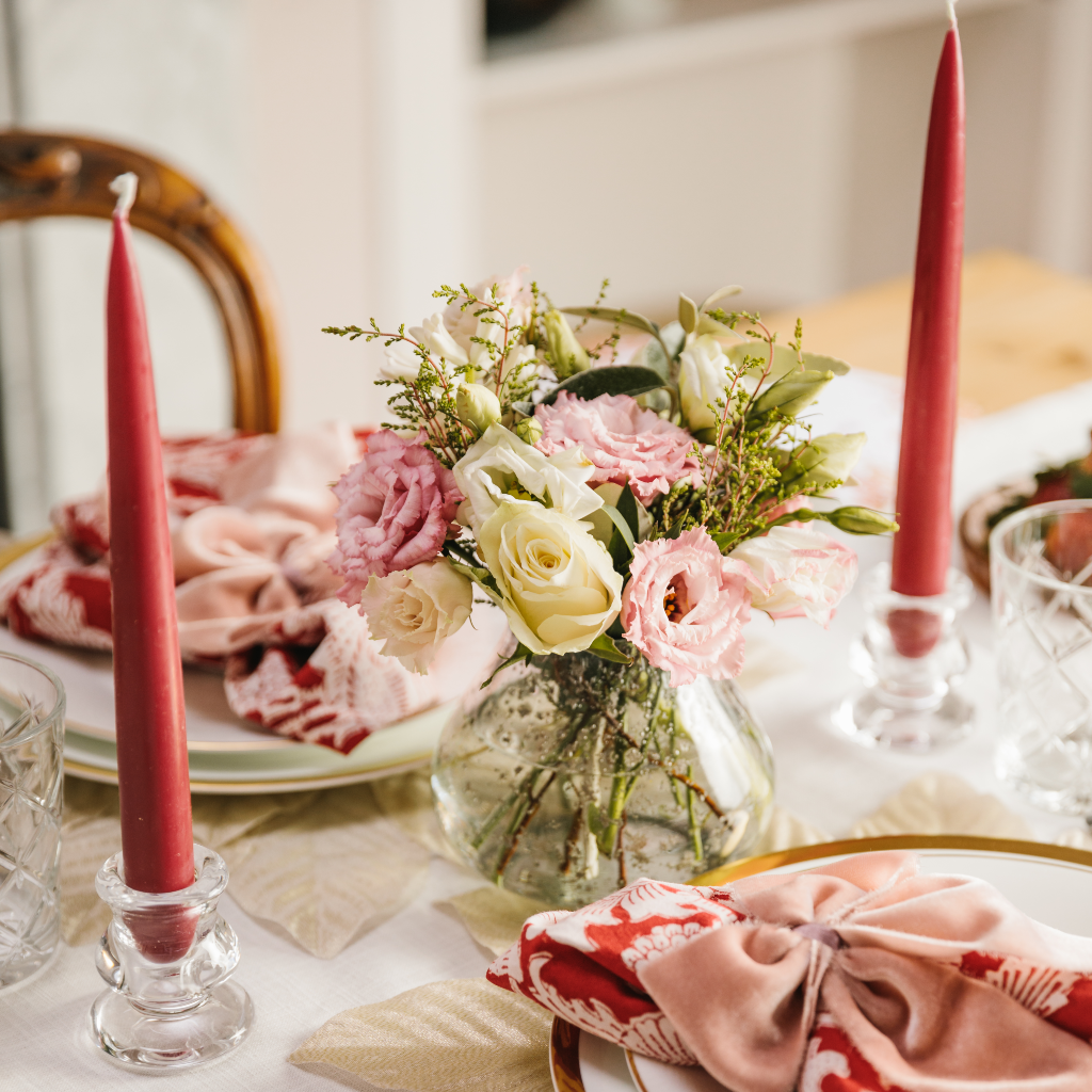 Burgundy Taper Dinner Candle Set