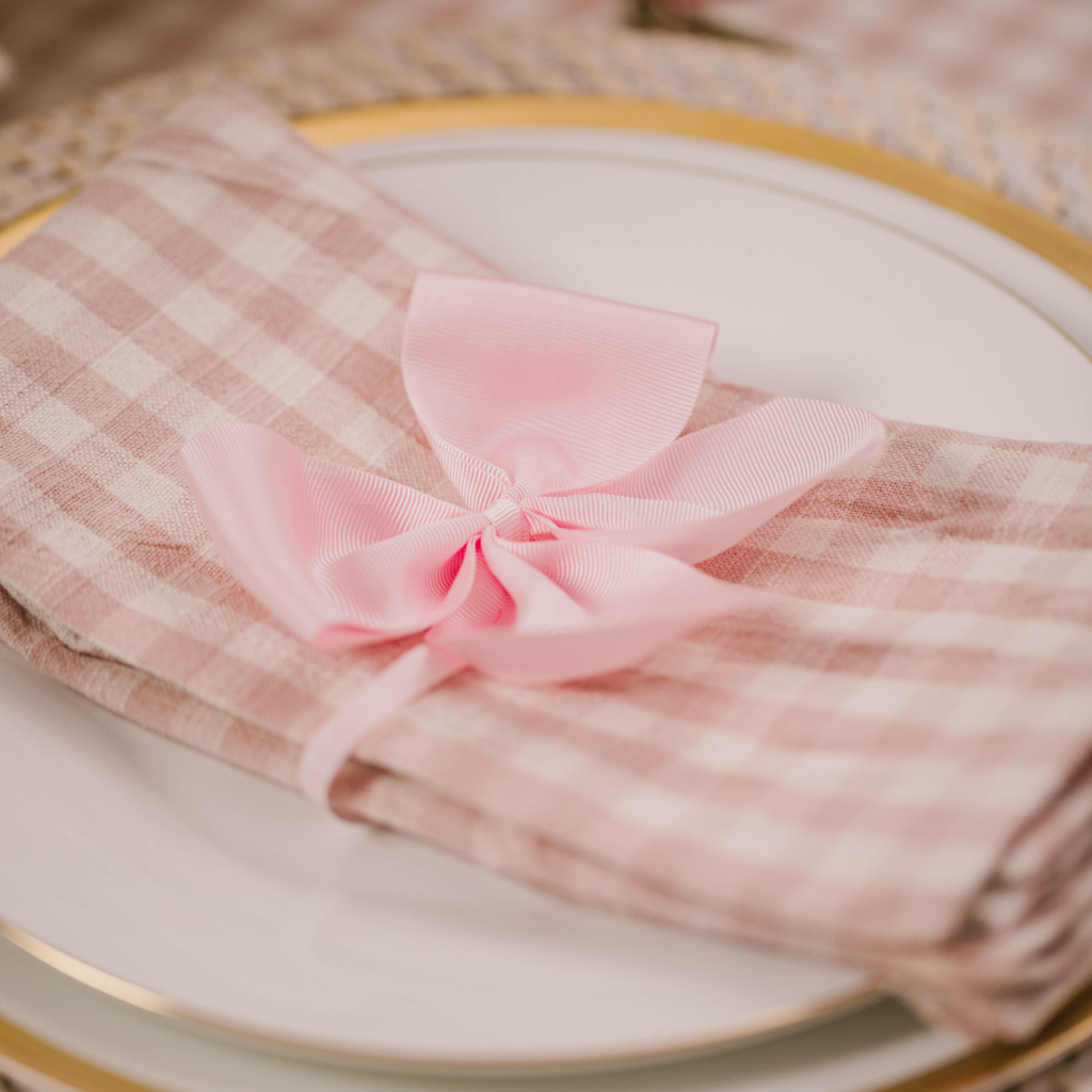 Pastel Pink Grosgrain Napkin Bows (Set of Two)