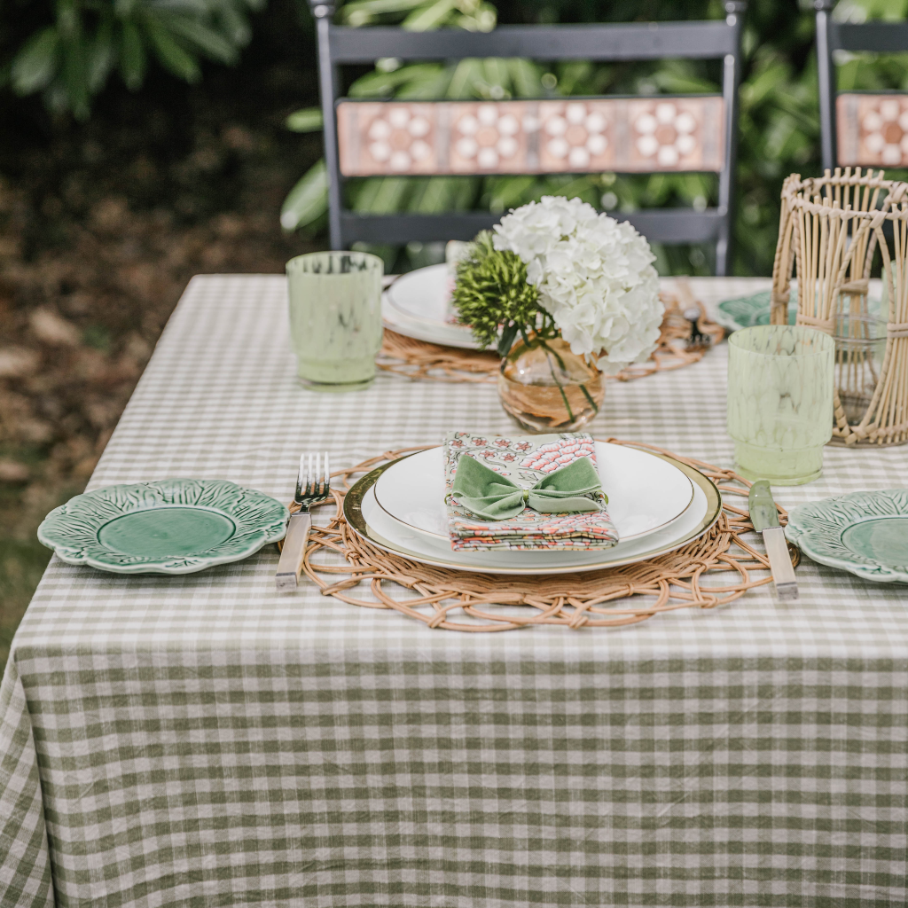 Green Gingham Tablecloth
