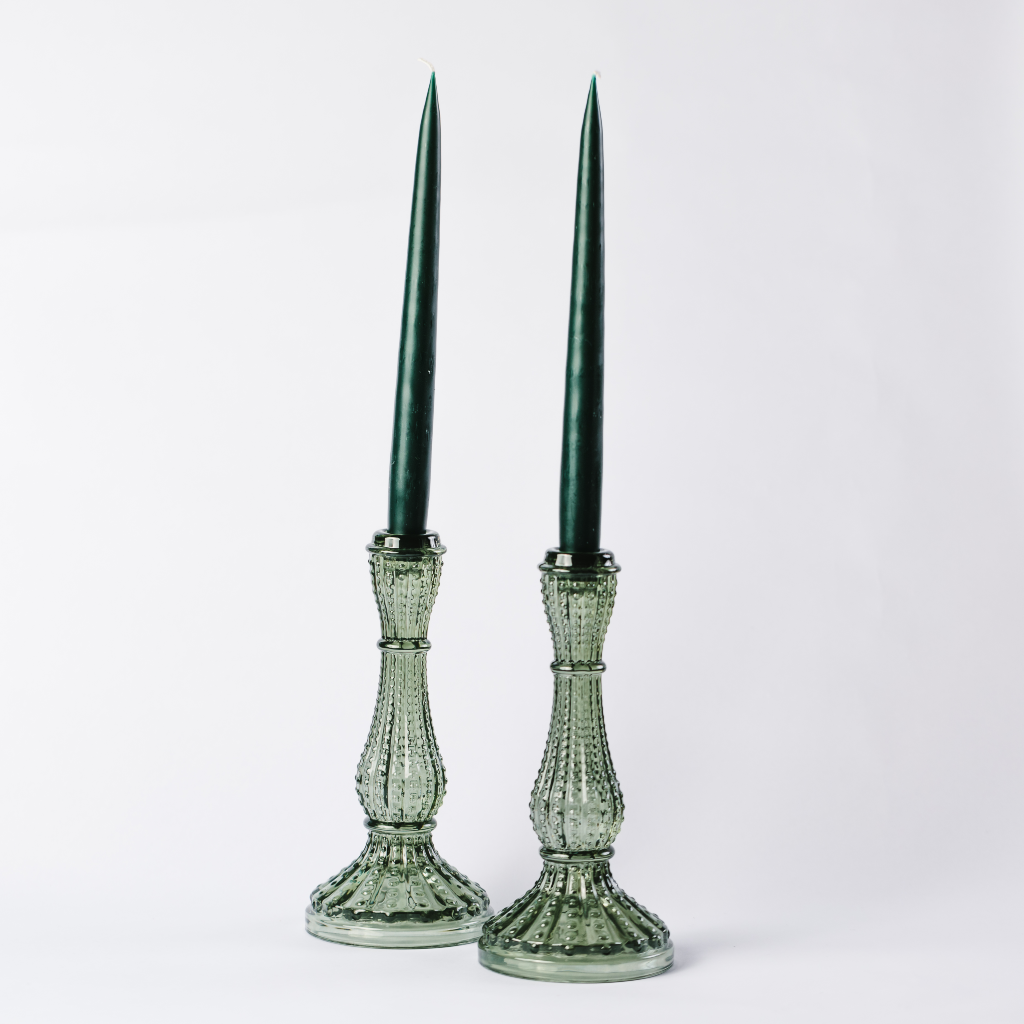 Forest Green Taper Dinner Candle Set