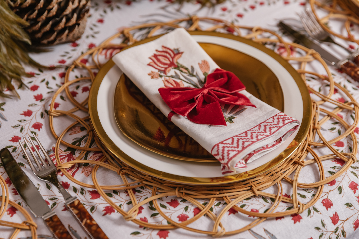 Deep Red Velvet Napkin Bows (Set of Two)