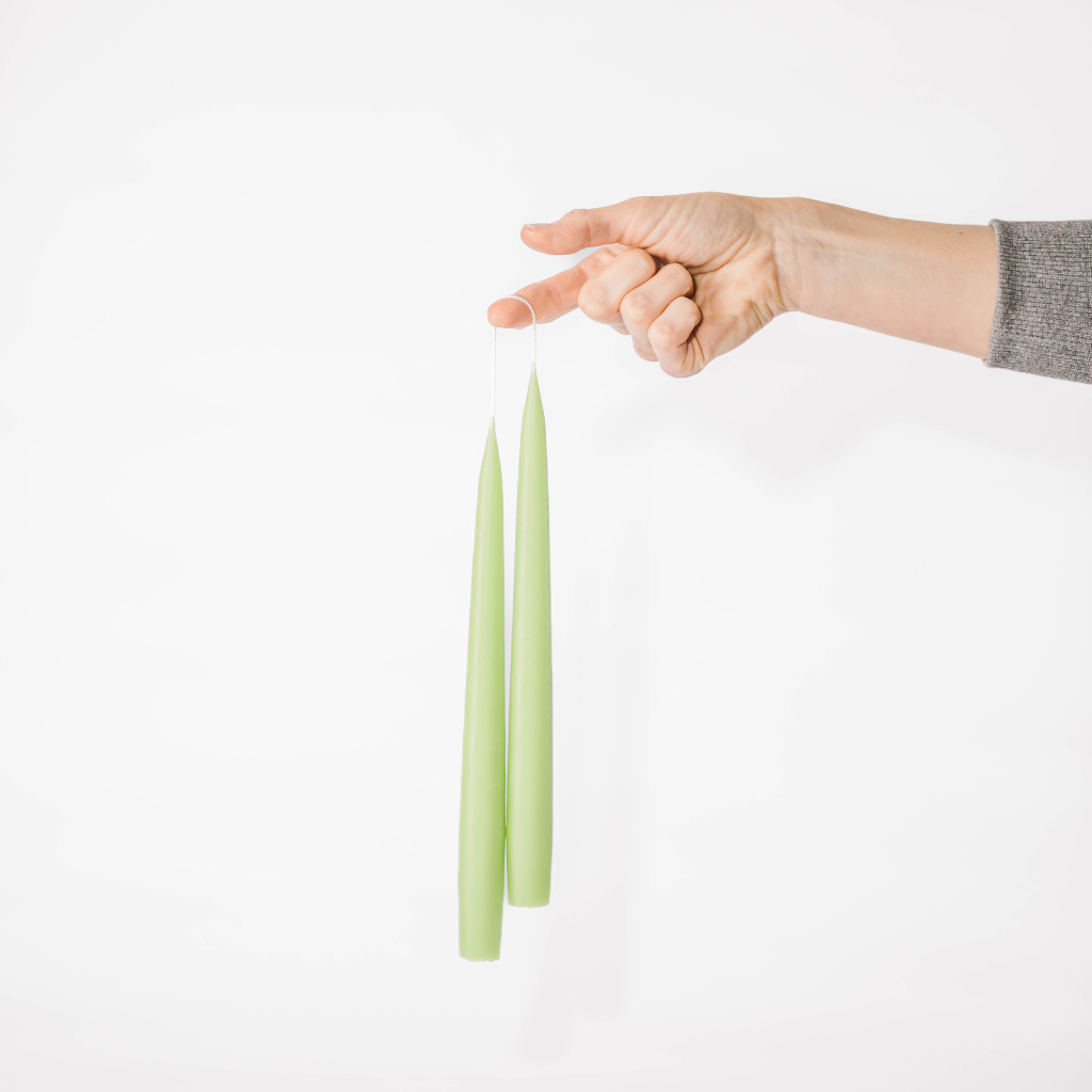 Spring Green Taper Dinner Candle Set