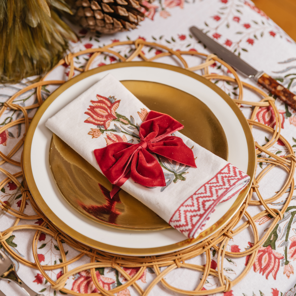 Deep Red Velvet Napkin Bows (Set of Two)