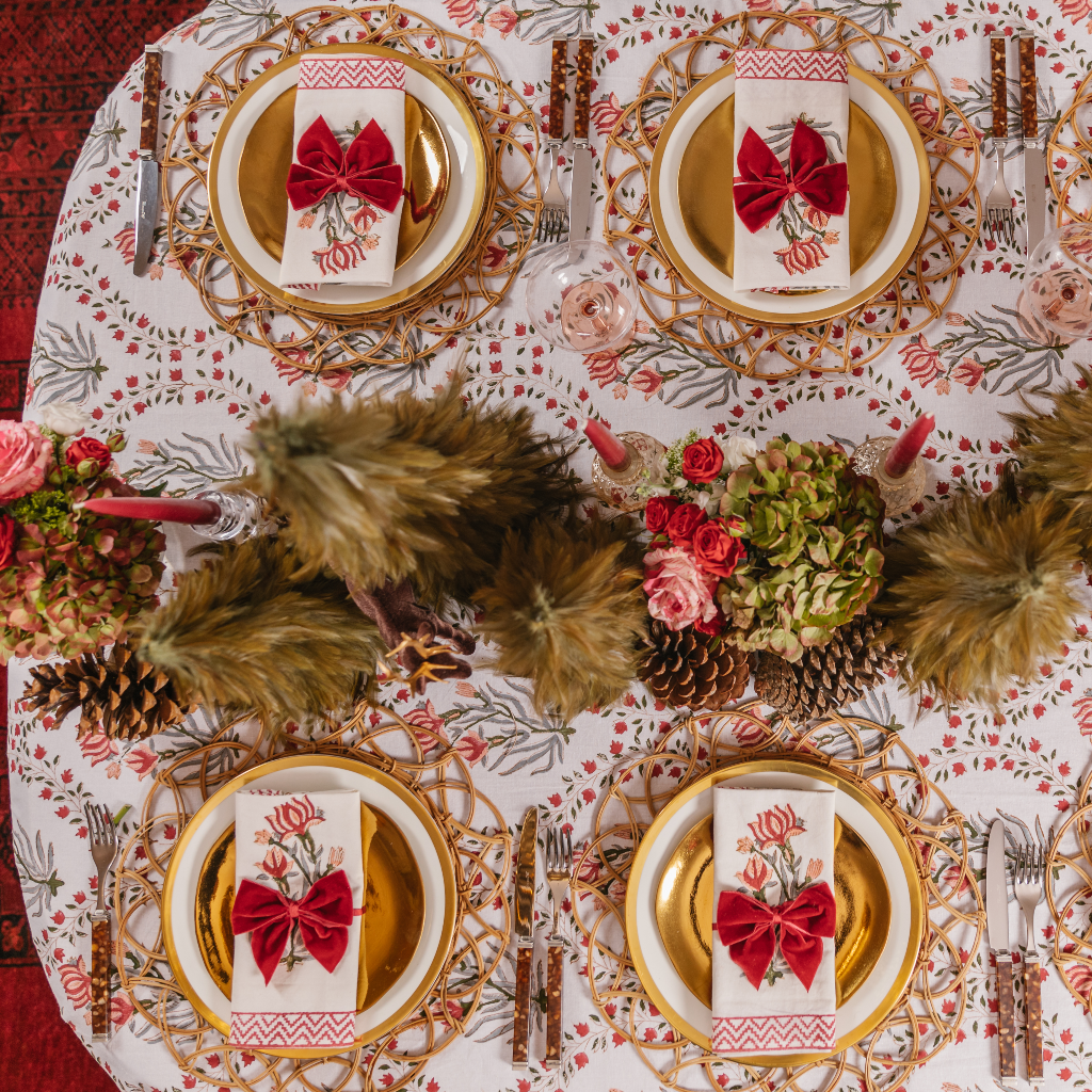Deep Red Velvet Napkin Bows (Set of Two)