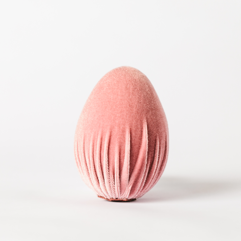Large pale pink velvet Easter egg decoration