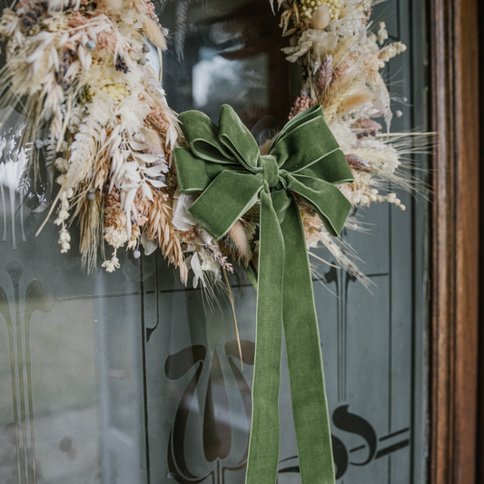 Large Moss Velvet Wreath Bow