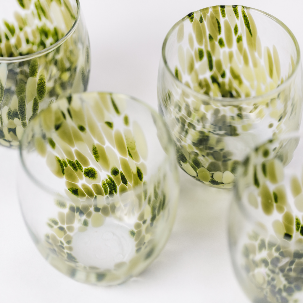 Emerald Dappled Glasses (Set of Two)