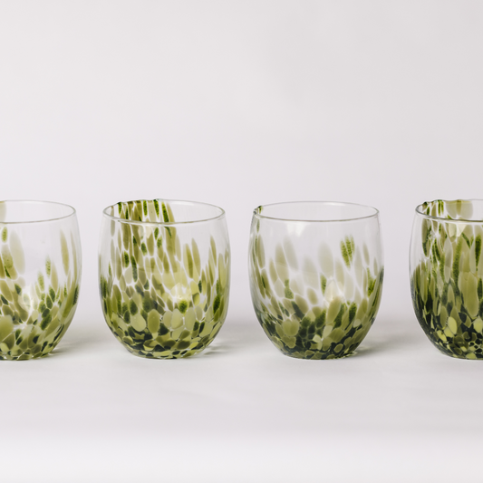 Emerald Dappled Glasses (Set of Two)