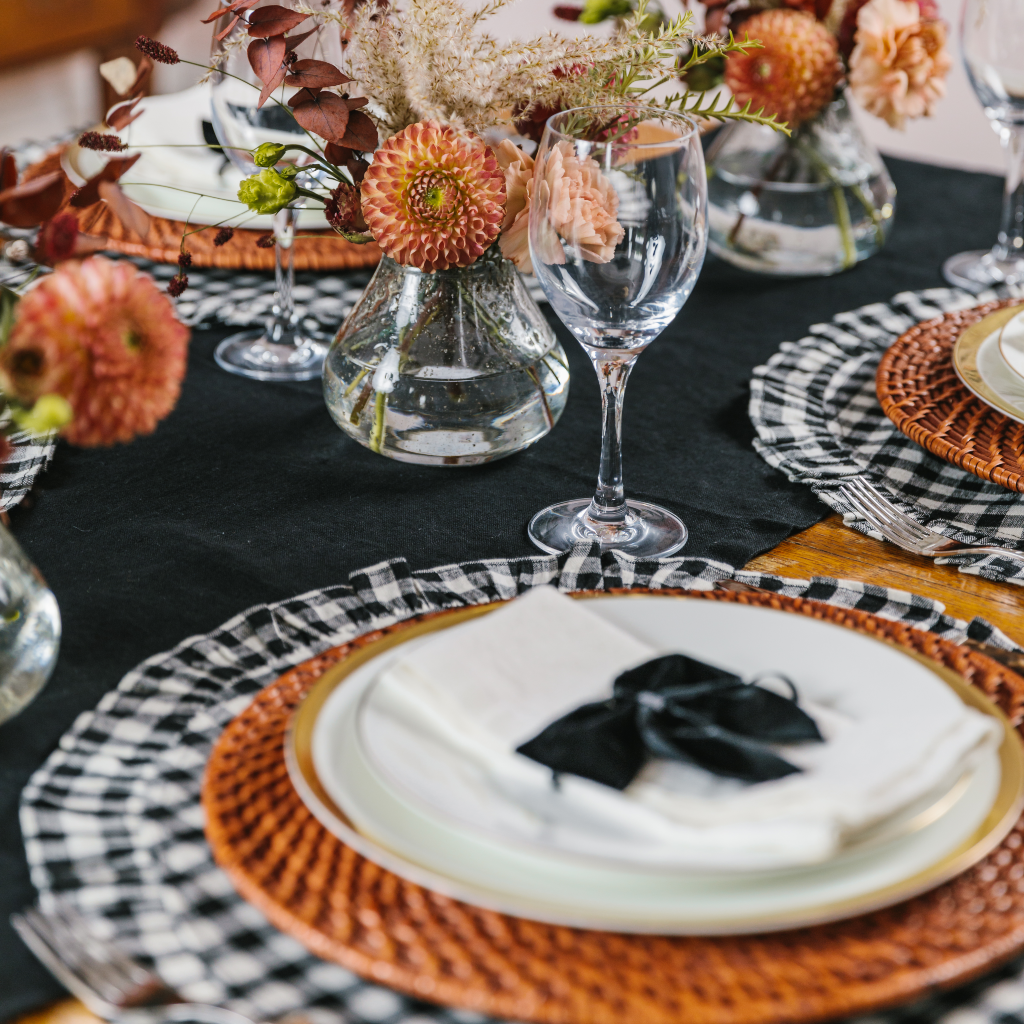 Black and White Gingham Ruffle Placemat