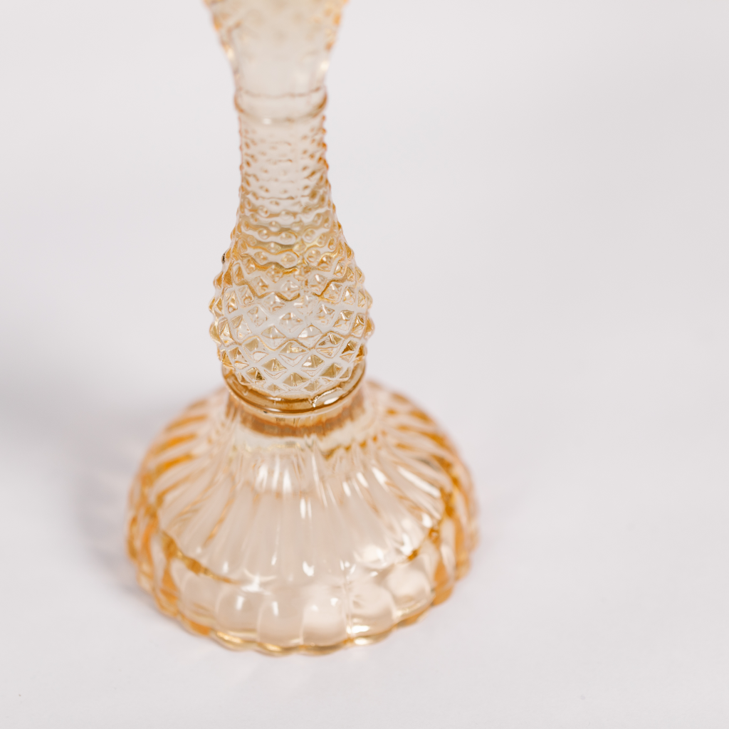 Large Peach Glass Candle Holder