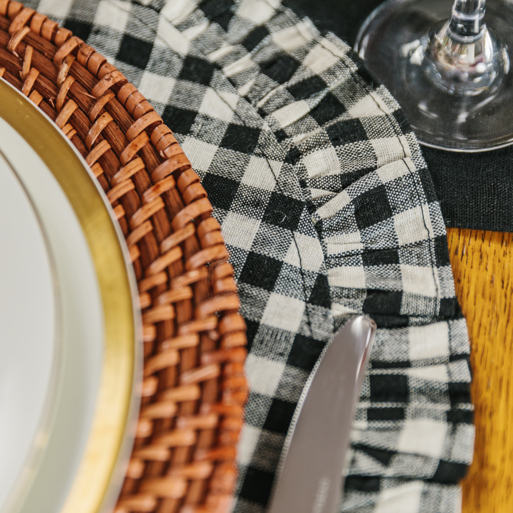 Black and White Gingham Ruffle Placemat