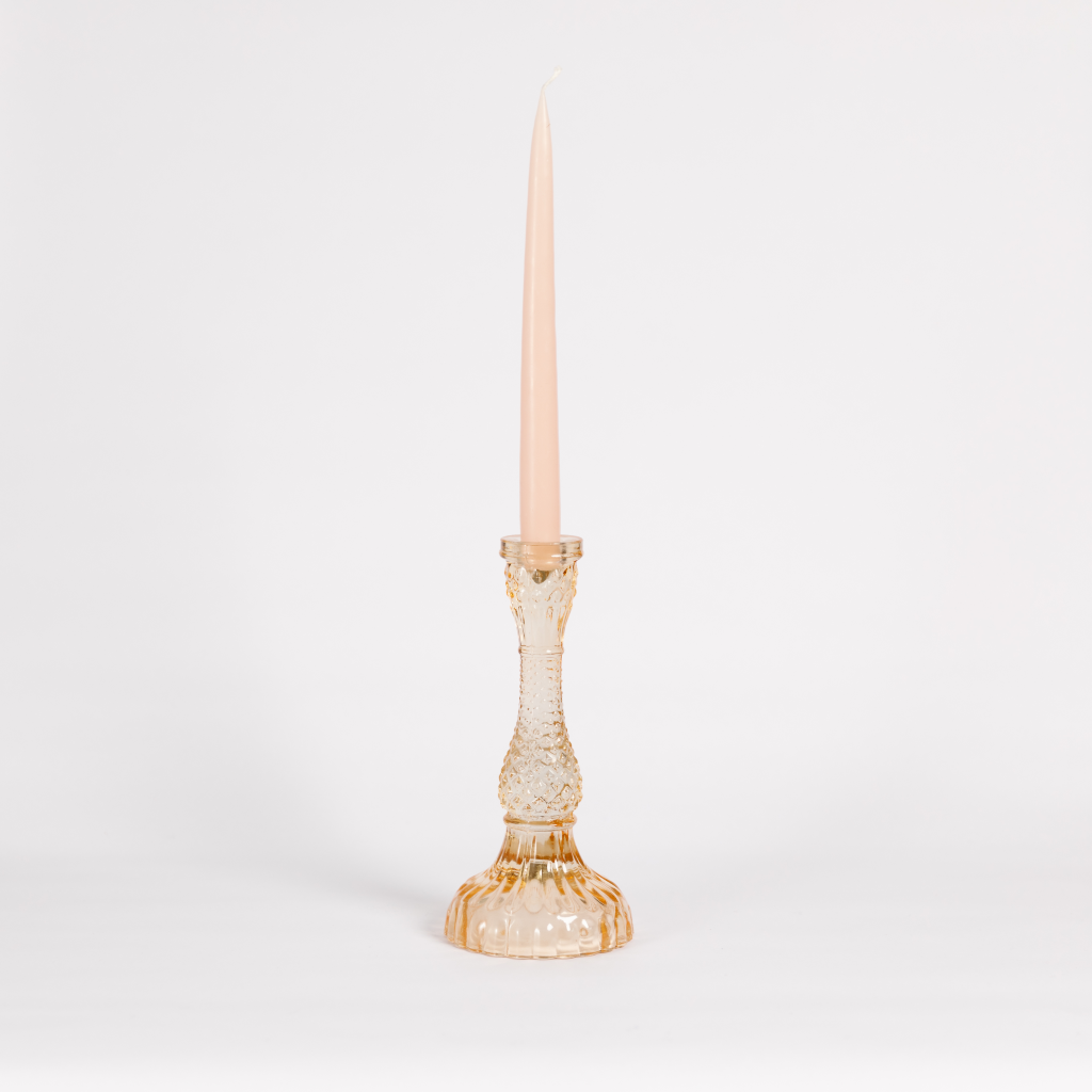 Large Peach Glass Candle Holder