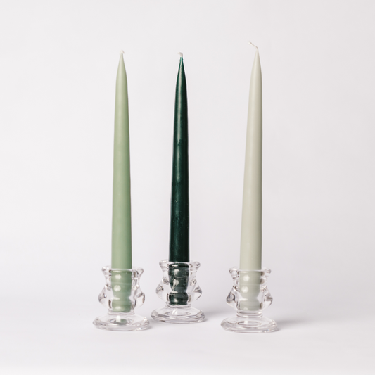Shades of Green Taper Dinner Candle Set
