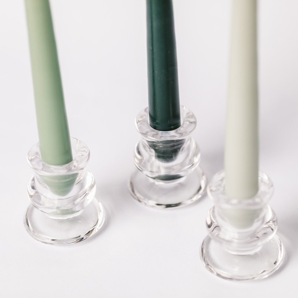 Shades of Green Taper Dinner Candle Set