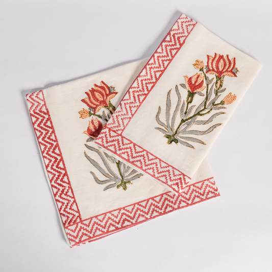 Ruby Blossom Napkins (Set of Two)