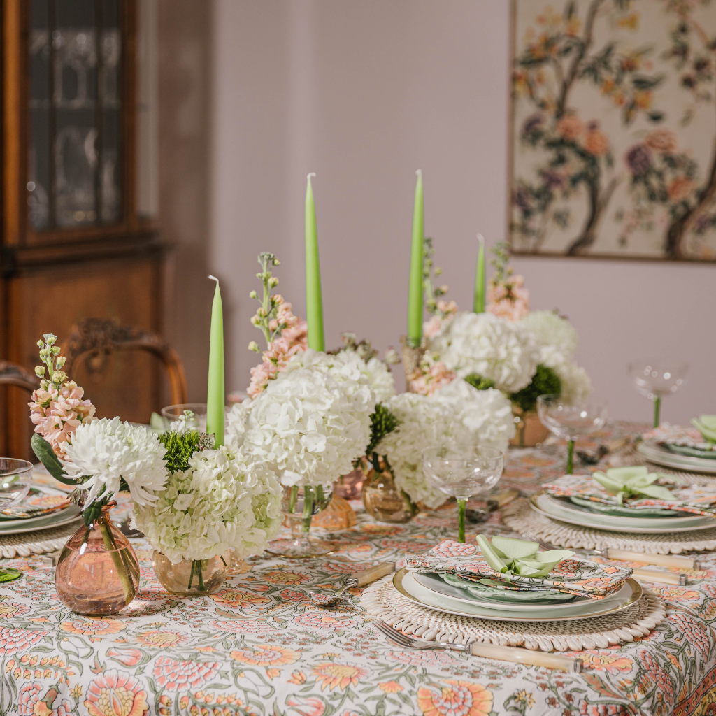 Spring Green Taper Dinner Candle Set