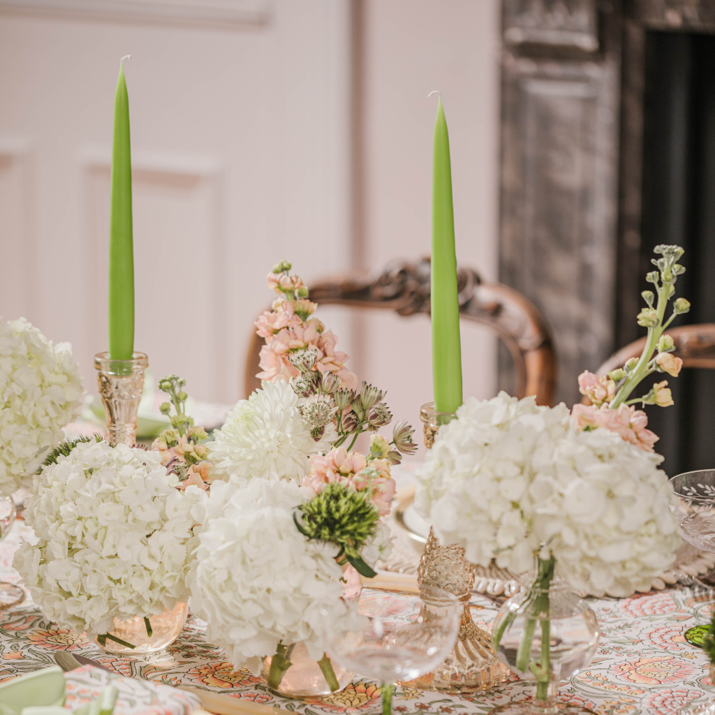 Spring Green Taper Dinner Candle Set