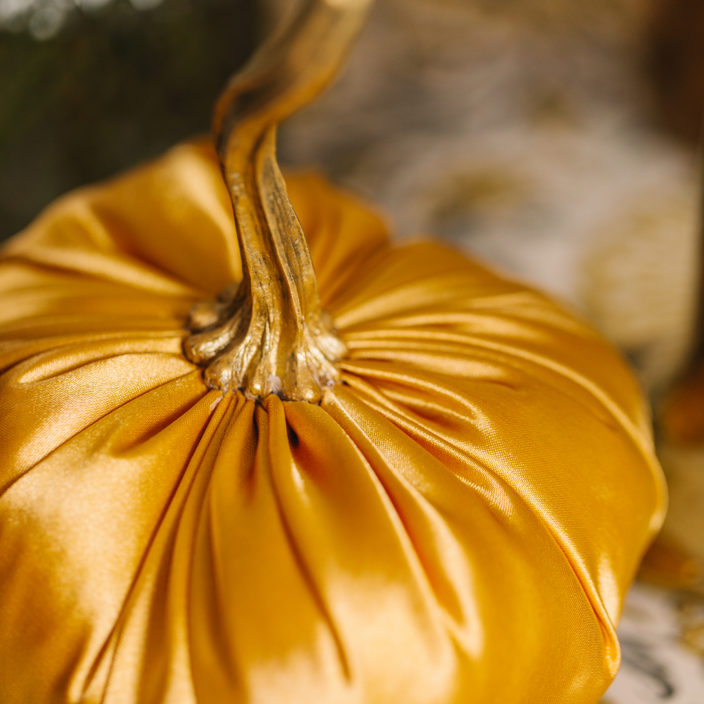 Duo of Sungold Satin Pumpkins