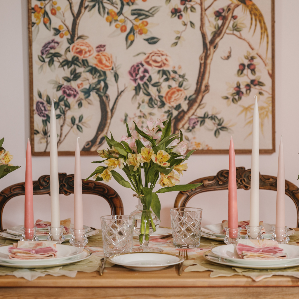 Peaches and Cream Taper Dinner Candle Set