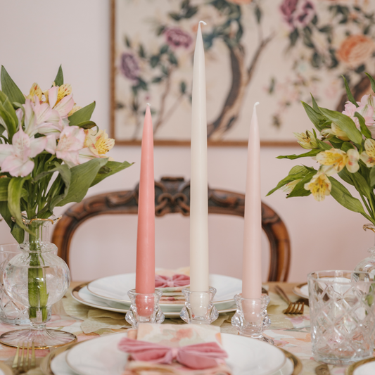 Peaches and Cream Taper Dinner Candle Set